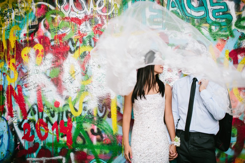 Wedding in Prague, Lennon wall, Prague, Connorweddings.